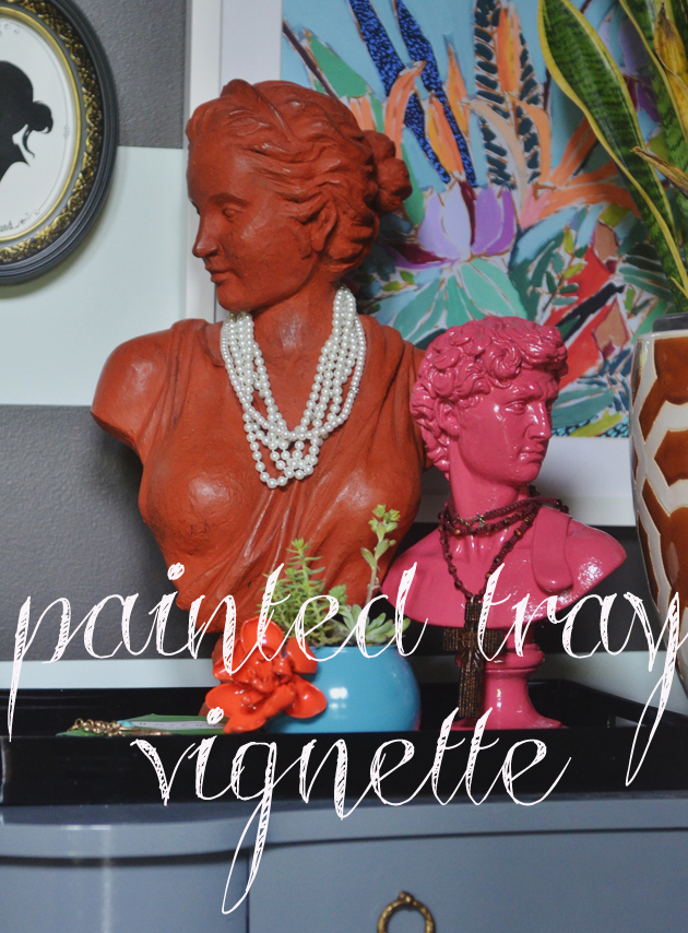 DIY painted tray vignette via lifeingrace