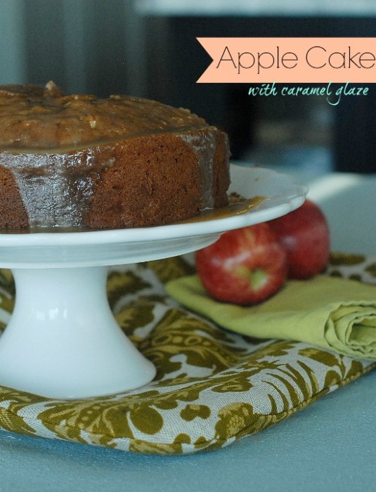 apple cake with caramel glaze