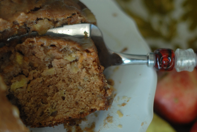 apple cake with caramel glaze